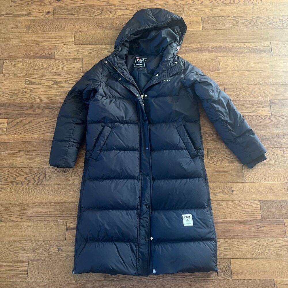 FILA x Maison Mihara Yasuhiro Long Black Down Puffer Coat‎ L Winter Streetwear